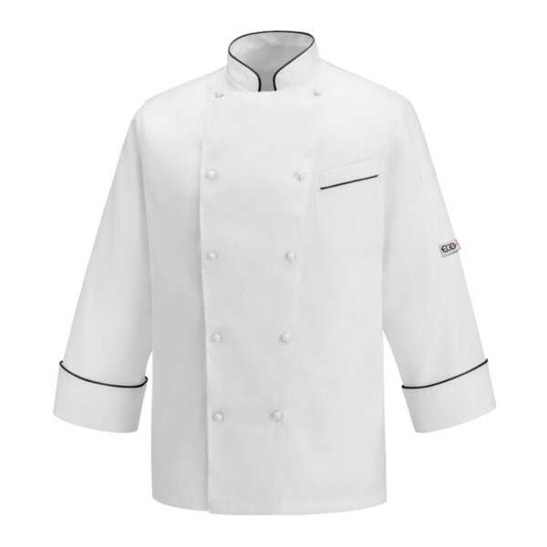 EGOCHEF ANDREA PIPING CHEF JACKET - WHITE BLACK - ERGASIA STORES