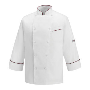 EGOCHEF ANDREA PIPING CHEF JACKET - WHITE BORDAEUX - ERGASIA STORES