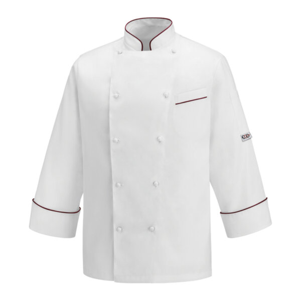 EGOCHEF ANDREA PIPING CHEF JACKET - WHITE BORDAEUX - ERGASIA STORES