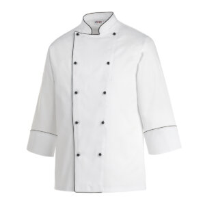 EGOCHEF PIPING CHEF JACKET - WHITE WITH BLACK DETAILS - ERGASIA STORES