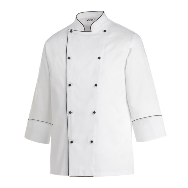 EGOCHEF PIPING CHEF JACKET - WHITE WITH BLACK DETAILS - ERGASIA STORES