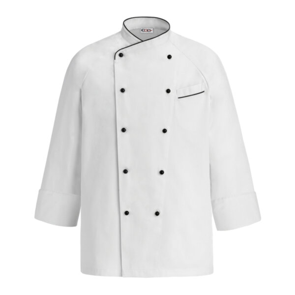 EGOCHEF RICHARD ML CHEF JACKET - WHITE WITH BLACK DETAILS- ERGASIA STORES