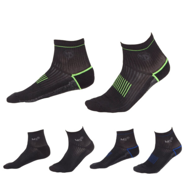 MS SOCKS Coolmax mid-cut socks - BLACK GREEN BLUE MAIN - ERGASIA STORES